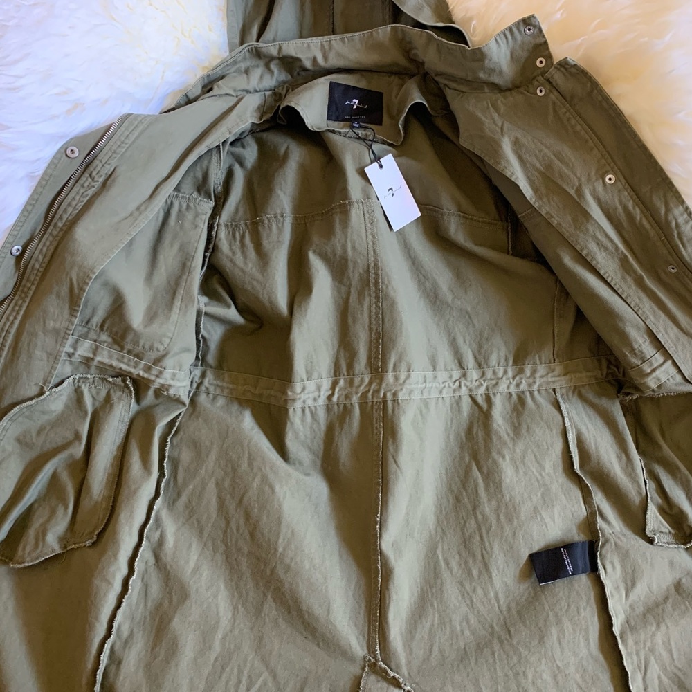 7 For All Mankind Green Trench Coat Jacket Size M - Picture 6 of 12